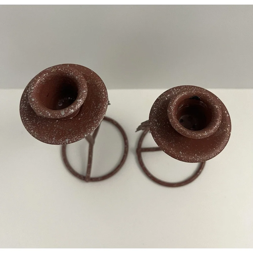 Vintage Pair Metal Grapevine Candlestick Holders Home Interiors Rustic Decor